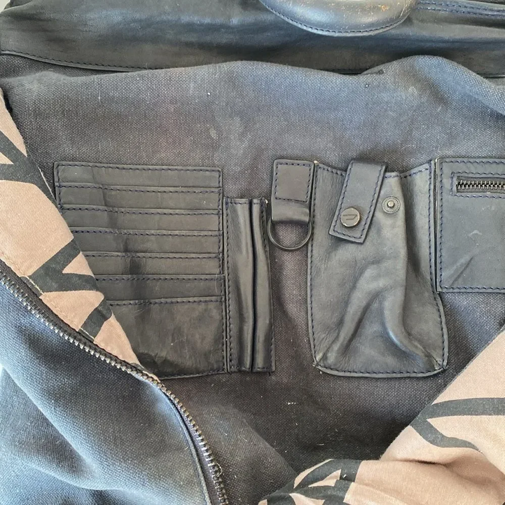 Rare VTG Diesel Dark Gray Leather and Canvas Large Bag Mixed Media Urban Street